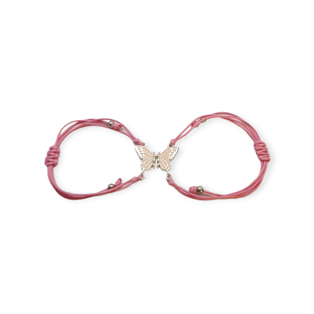 bracelet pink cord butterflies1